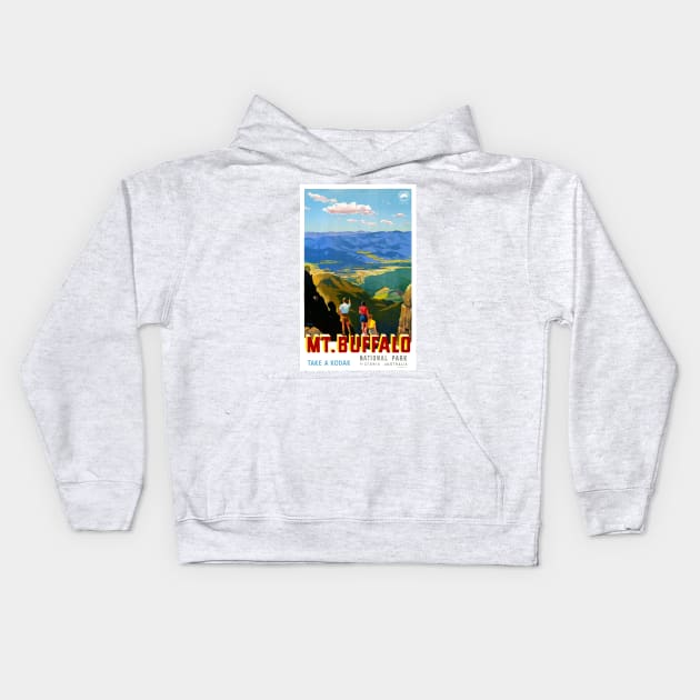 Vintage Travel Poster Mt. Buffalo National Park Australia Kids Hoodie by vintagetreasure